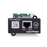 CYBERPOWER - RCCARD100 - Remotely monitor UPS with via a cloud connection with a mobile app or web-based app. Event notifications via email or application alerts and user upgradeable firmware. Connect with RJ 45 10/100 Ethernet port.