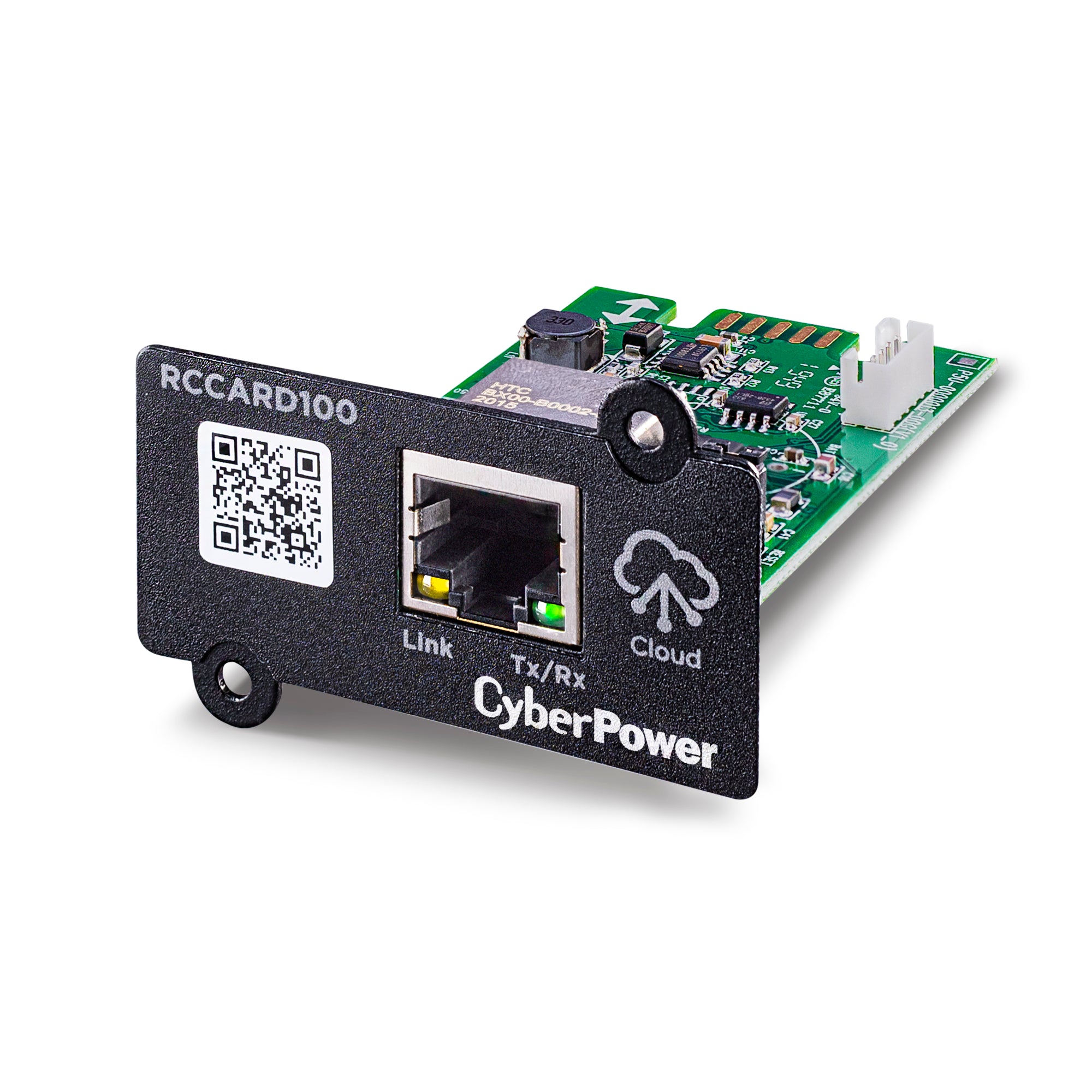 CYBERPOWER - RCCARD100 - Remotely monitor UPS with via a cloud connection with a mobile app or web-based app. Event notifications via email or application alerts and user upgradeable firmware. Connect with RJ 45 10/100 Ethernet port.