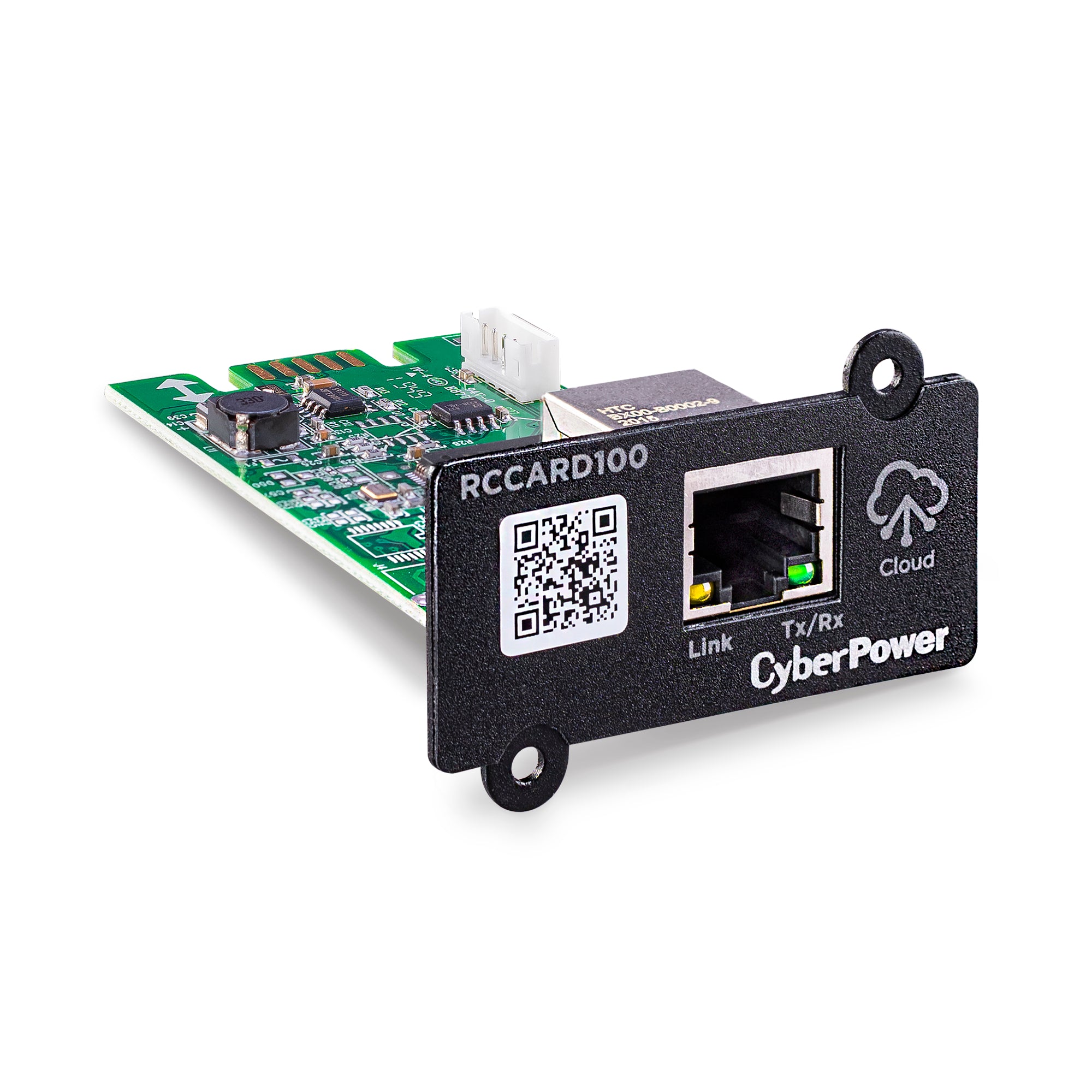 CYBERPOWER - RCCARD100 - Remotely monitor UPS with via a cloud connection with a mobile app or web-based app. Event notifications via email or application alerts and user upgradeable firmware. Connect with RJ 45 10/100 Ethernet port.