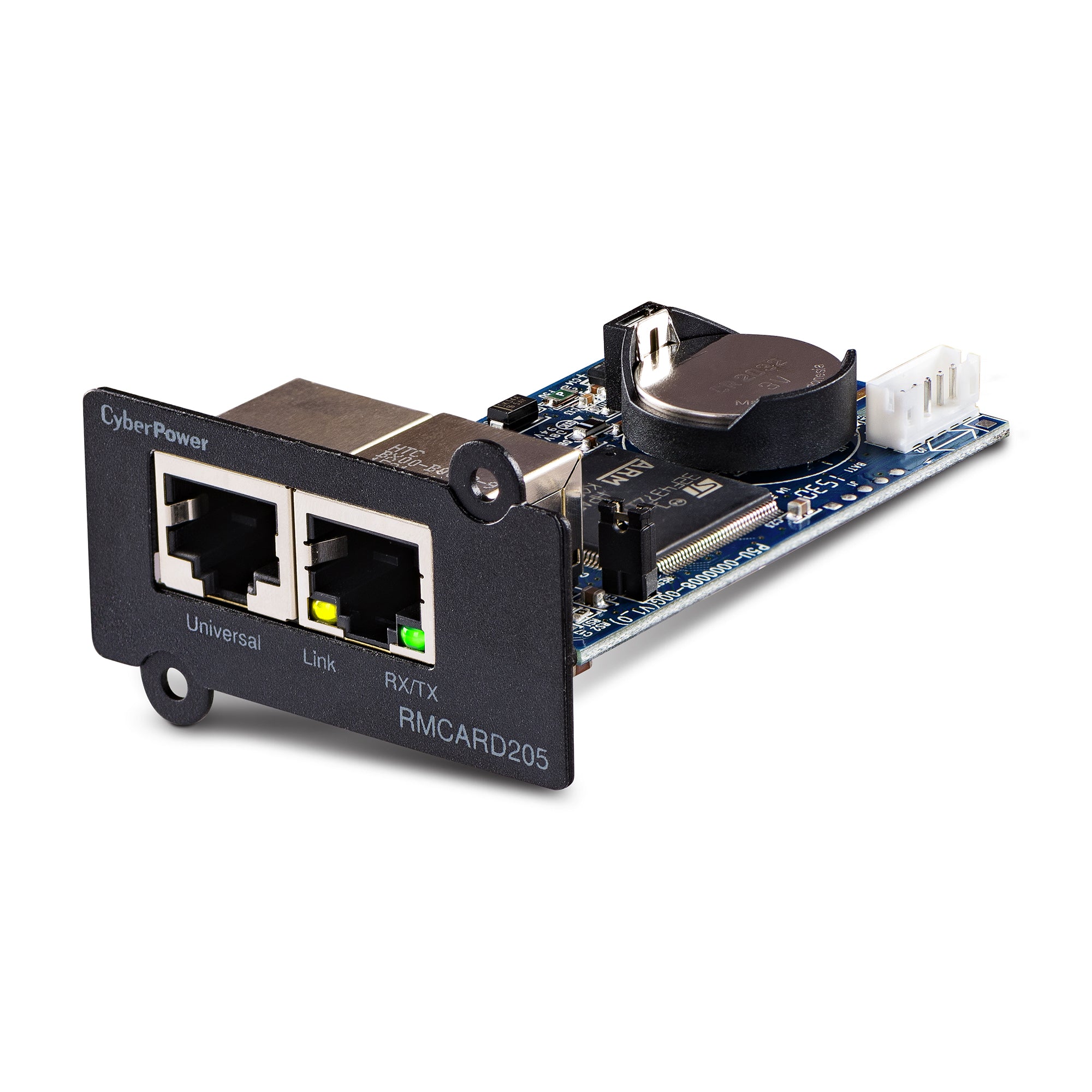 CYBERPOWER - RMCARD205TAA - Remotely manage, monitor and control UPS & ATS PDU with a web browser (HTTP/HTTPS) or NMS (SNMPv1/v3). Event notifications via email, SMMP traps, Syslog and user upgradeable firmware. Includes port for connecting Environme