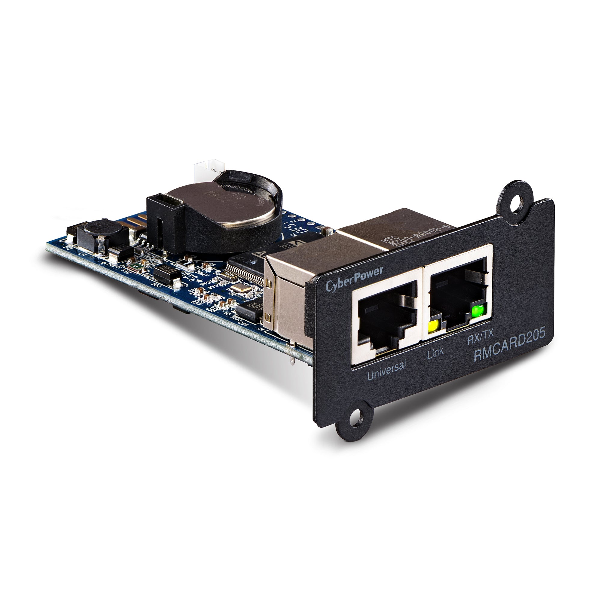 CYBERPOWER - RMCARD205 - Remotely manage, monitor and control UPS & ATS PDU with a web browser (HTTP/HTTPS) or NMS (SNMPv1/v3). Event notifications via email, SMMP traps, Syslog and user upgradeable firmware. Includes port for connecting Environmenta