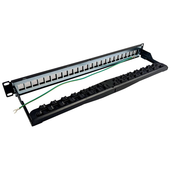 Simply 45 - S45-2024SU - 24 Port Unloaded STP Keystone Patch Panel, 1RU, Cable Management Bracket, Cable Ties and Rack Screws. 1ea/box