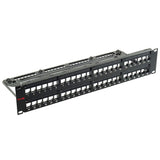 Simply 45 - S45-2048U - 48 Port Unloaded UTP Keystone Patch Panel, 2RU, Cable Management Bracket, cable ties and rack screws. 1ea/box