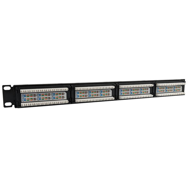 Simply 45 - S45-2524 - 24 Port Loaded UTP Cat5e Patch Panel, 1RU, 110 style, Cable Management Bracket, Cable Ties and Rack Screws. 1ea/box