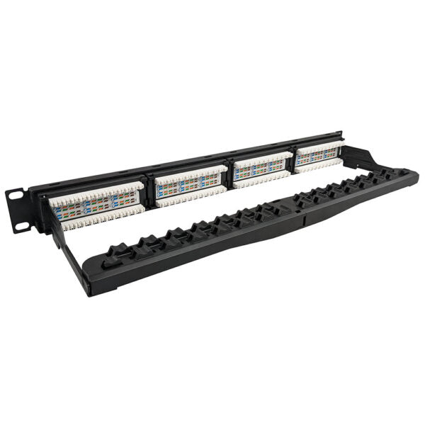 Simply 45 - S45-2624 - 24 Port Loaded UTP Cat6 Patch Panel, 1RU, 110 style, Cable Management Bracket, Cable Ties and Rack Screws. 1ea/box