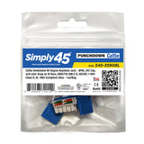 Simply 45 - S45-3590BL-25 - Cat5e UTP 90° Blue Keystone 110 Style, Dust Cover, IDC Cap