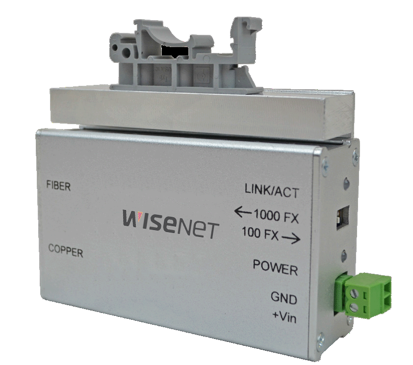 Hanwha - SBP-UDR - Universal DIN-Rail mount adapter kit that allow the Hanwha product to be mounted on the adaptor in a vertical axis configuration