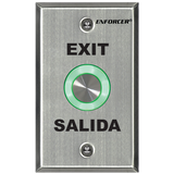 SECO-LARM - SD-6276-SS1Q - Piezoelectric pushbutton. Vandal-resistant, single-gang plate. "EXIT" and "SALIDA" printed on plate. Programmable illumination surrounding the button: red or green.