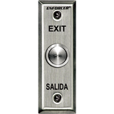 SECO-LARM - SD-7104SGEX1Q - Vandal-resistant, 1" diameter, stainless-steel, momentary pushbutton on stainless-steel slimline plate. SPDT switch, 5A@250VAC. "EXIT" and "SALIDA" printed on plate. ETL Listed. Conforms to UL Std. 294