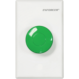 SECO-LARM - SD-7217GWQ - 1½" Green mushroom-cap button with single-gang white plate. NO/NC contact, rated 5A@125VAC.