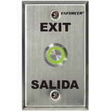 SECO-LARM - SD-7275SGEX1Q - Vandal-resistant, 1" diameter, illuminated momentary pushbutton on single-gang plate. Field-selectable LED color: red, green, blue, magenta, yellow, cyan, or white (12 VDC). "EXIT" and "SALIDA" printed on plate. ETL Listed