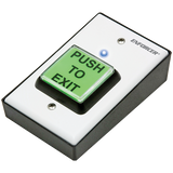 SECO-LARM - SD-862T-GWSQ - Wireless green 2" square "PUSH TO EXIT" button with built-in RF transmitter. Use with SECO-LARM 315MHz receivers. 9VDC Battery (included) operation with LED to indicate low battery. Place on desktop or mount on wall. Englis