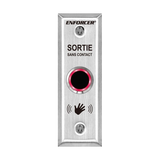 SECO-LARM - SD-9163-KS1Q - Outdoor No-Touch Sensor with Spanish message, slimline. Adjustable sensing range and relay trigger duration. "SALIDA SIN TOCAR" printed on plate. ETL Listed. Conforms to UL Std. 294