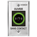 SECO-LARM - SD-927PKC-NFQ - IR No-Touch Request-To-Exit Sensor with French message. Green illuminated ring turns red and 3A relay is triggered when hand is passed in front of the plate. "SORTIE SANS CONTACT". ETL Listed. Conforms to UL Std. 294 print
