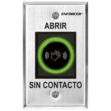 SECO-LARM - SD-927PKC-NSQ - IR No-Touch Request-To-Exit Sensor with Spanish message. Green illuminated ring turns red and 3A relay is triggered when hand is passed in front of the plate. "SALIDA SIN TOCAR" printed on plate. ETL Listed. Conforms to UL