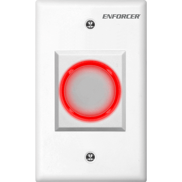 SECO-LARM - SD-927PWCQ - IR No-Touch Request-To-Exit Sensor with white plate & white body. Green illuminated ring turns red and 3A relay is triggered when hand is passed in front of the plate. Includes decals in English, Spanish, and French.