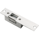 SECO-LARM - SD-994A-A1AQ - 8-16 VAC/12VDC Reversible Electric Door Strike. Asymmetric (strike portion not centered on the reversible faceplate). Fail Secure operation. US26D chrome faceplate.