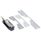 SECO-LARM - SD-996C-NUQ - 12/24 VDC Universal Door Strike. Includes three face plates for nearly any type of door. Fail-safe (door unlocks when power is lost) or fail-secure (door locks when power is lost) operation. UL listed.