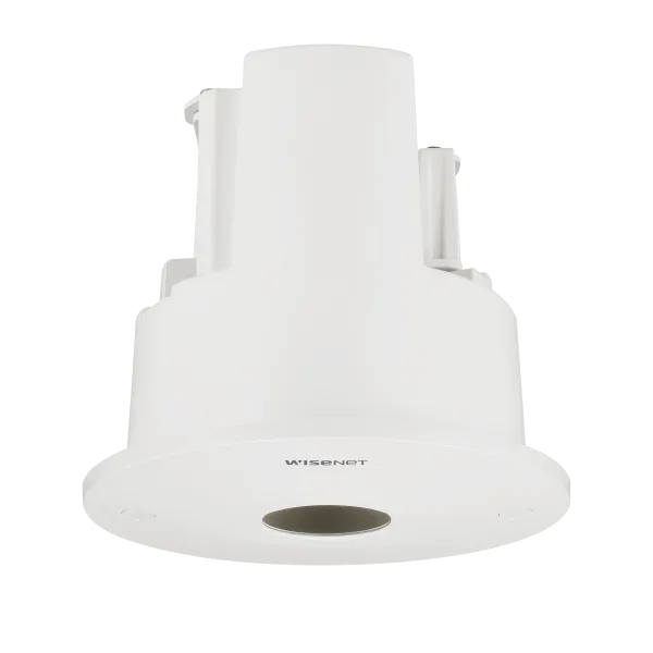 Hanwha - SHD-1128FPW - Plenum rated flush mount, white color. Compatible with: QNF-8010/9010, HCD-6010/6020R/7010RA/7020RA/7030RA, QND-6011/6021/8011/8021/6012R/6022R/6032R/ 7010R/7020R/7030R/8010R/8020R/8030R, LND-6012R/6022R/6032R, XND-6010/6020R/8
