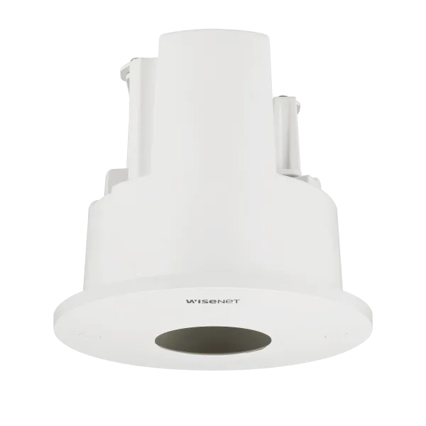 Hanwha - SHD-1128FPW - Plenum rated flush mount, white color. Compatible with: QNF-8010/9010, HCD-6010/6020R/7010RA/7020RA/7030RA, QND-6011/6021/8011/8021/6012R/6022R/6032R/ 7010R/7020R/7030R/8010R/8020R/8030R, LND-6012R/6022R/6032R, XND-6010/6020R/8