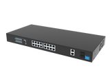 Hanwha - SKY-SW20g-001 - Switch SW20g (16 Port Gigabit PoE+ Switch with 2xUplink and 2xSFP, 802.3af (max 15.4W), 802.3at (max 30W), max power budget 250W, 10/100/1000 Mbps)