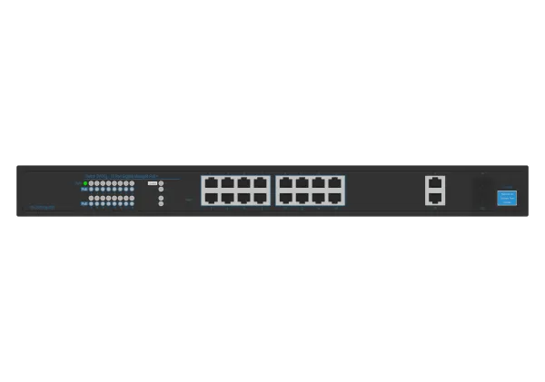 Hanwha - SKY-SW20g-001 - Switch SW20g (16 Port Gigabit PoE+ Switch with 2xUplink and 2xSFP, 802.3af (max 15.4W), 802.3at (max 30W), max power budget 250W, 10/100/1000 Mbps)