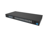 Hanwha - SKY-SW28g-001 - Switch SW28g (24 Port Gigabit PoE+ Switch with 2xUplink and 2xSFP, 802.3af (max 15.4W), 802.3at (max 30W), max power budget 370W, 10/100/1000 Mbps)