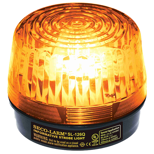 SECO-LARM - SL-126Q/A - Xenon Tube Strobe Light - Amber, 6-12VDC, UL Listed