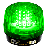 SECO-LARM - SL-1301-SAQ/G - 10~24 VDC LED Strobe Light with built in programable siren. Incorporates 54 LEDs. 50,000-Hour operating life. Six different flash patterns. Adjustable flashing speed. Indoor/outdoor use. Green lens.