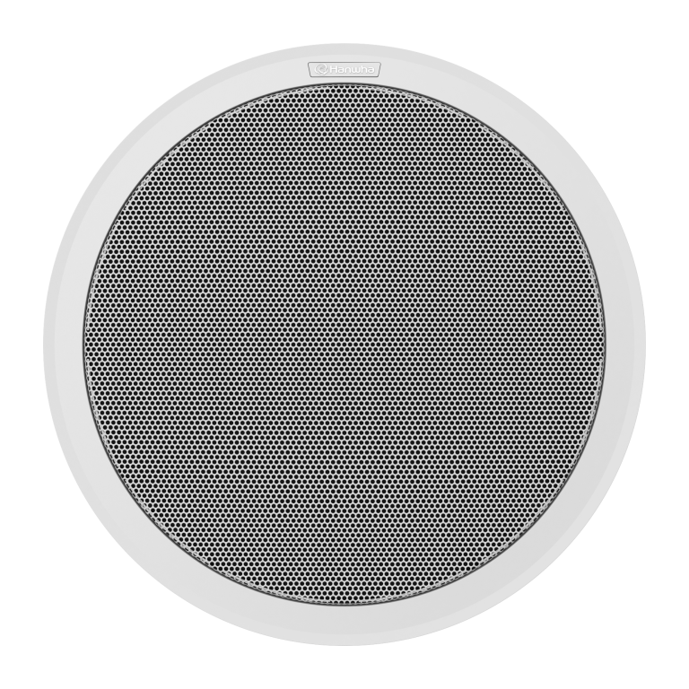 Hanwha - SPA-C110W - IP Audio Speaker, Two-way audio, Scheduler, Background Music, Text To Speech, 10W, 100dB Output, Freq. Range 120Hz-20kHz, 1GB Internal Storage, Single Micro SD slot (Up to 32GB), Built in Relay, SUNAPI, Onvif, SIP, P2P-SIP, PoE, 