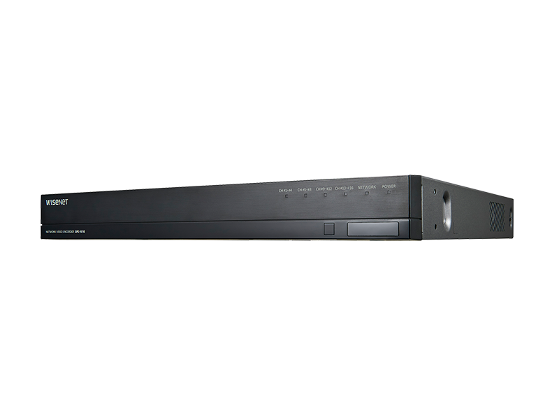 Hanwha - SPE-1610 - Encoder, 16CH H.264/MJPEG, 30fps @ 2MP or lower and 15 fps @ 4MP, AHD/CVI/TVI/CVBS compatible, RS-485/422 Interface, Pelco C when using CVBS or ACP up-coax protocol @ AHD, ONVIF protocol support, HDMI output, I/O 16/4, Audio in/ou