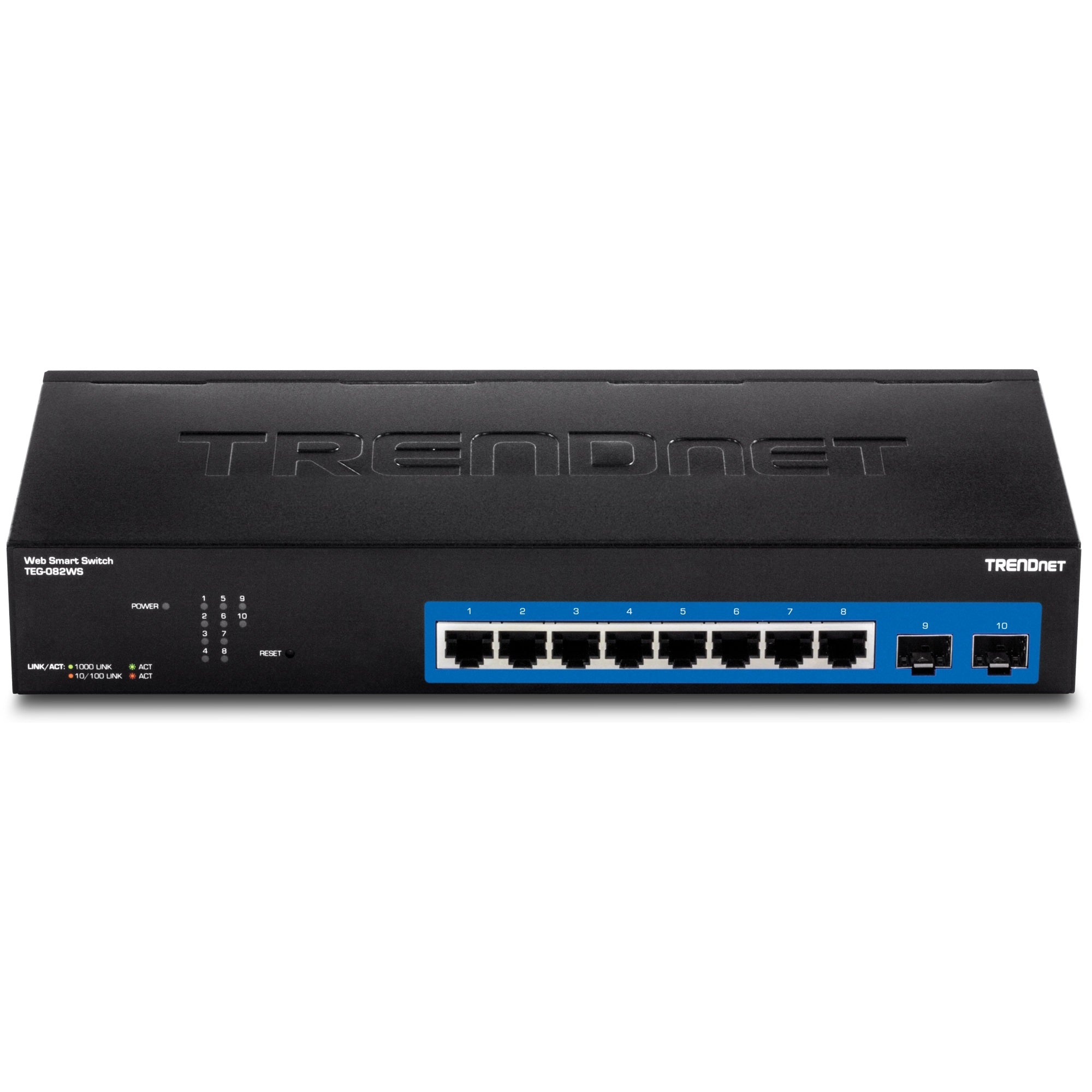 TRENDNET - TEG-082WS - 8 Port Gigabit Web Smart Switch, 10/100/1000 Mbps, SFP, rack mountable, fanless