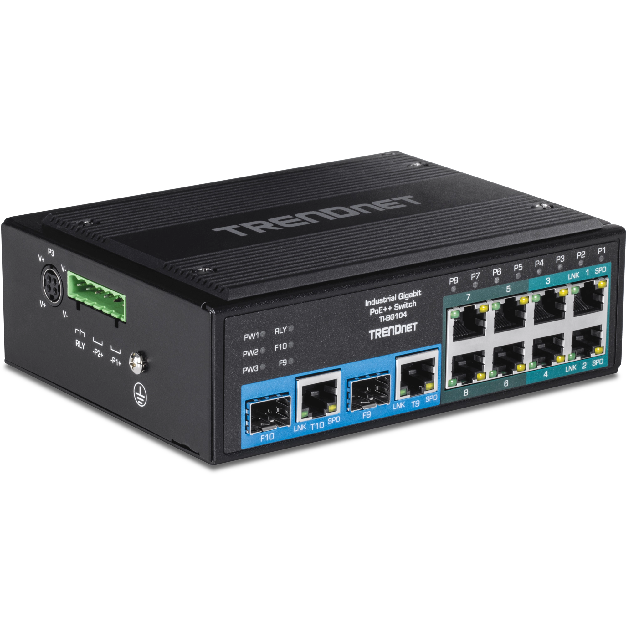 TRENDNET - TI-BG104 - 10-Port Industrial Gigabit PoE++ DIN-Rail Switch