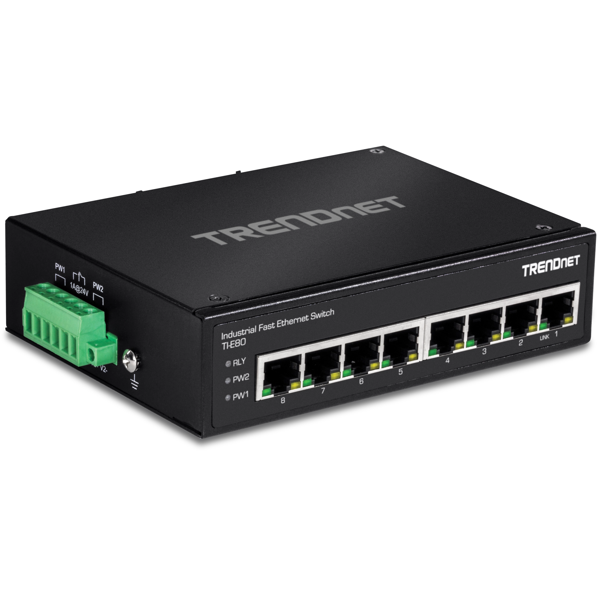 TRENDNET - TI-E80 - 8-Port Industrial Fast Ethernet DIN-Rail Switch