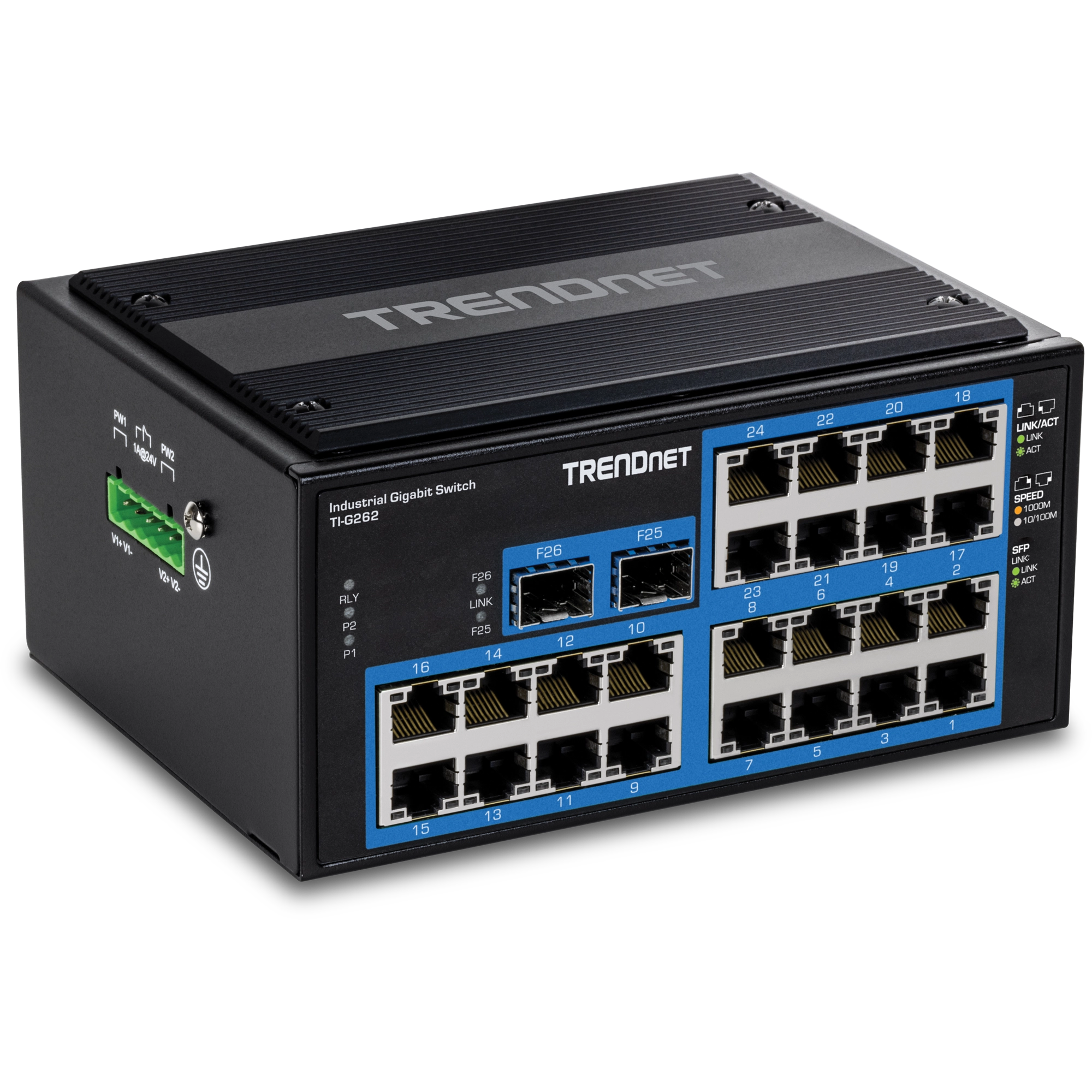 TRENDNET - TI-G262 - 26-Port Hardened Industrial Gigabit DIN-Rail Switch