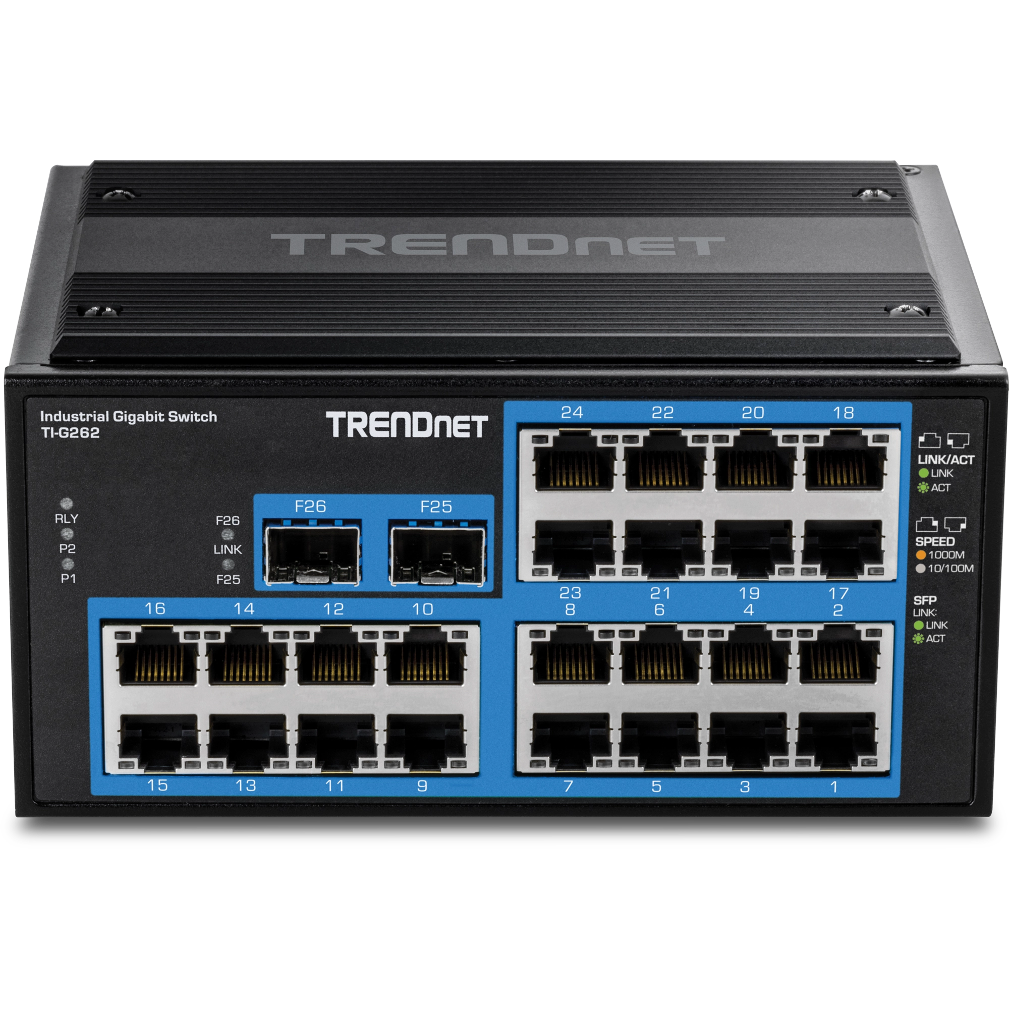 TRENDNET - TI-G262 - 26-Port Hardened Industrial Gigabit DIN-Rail Switch