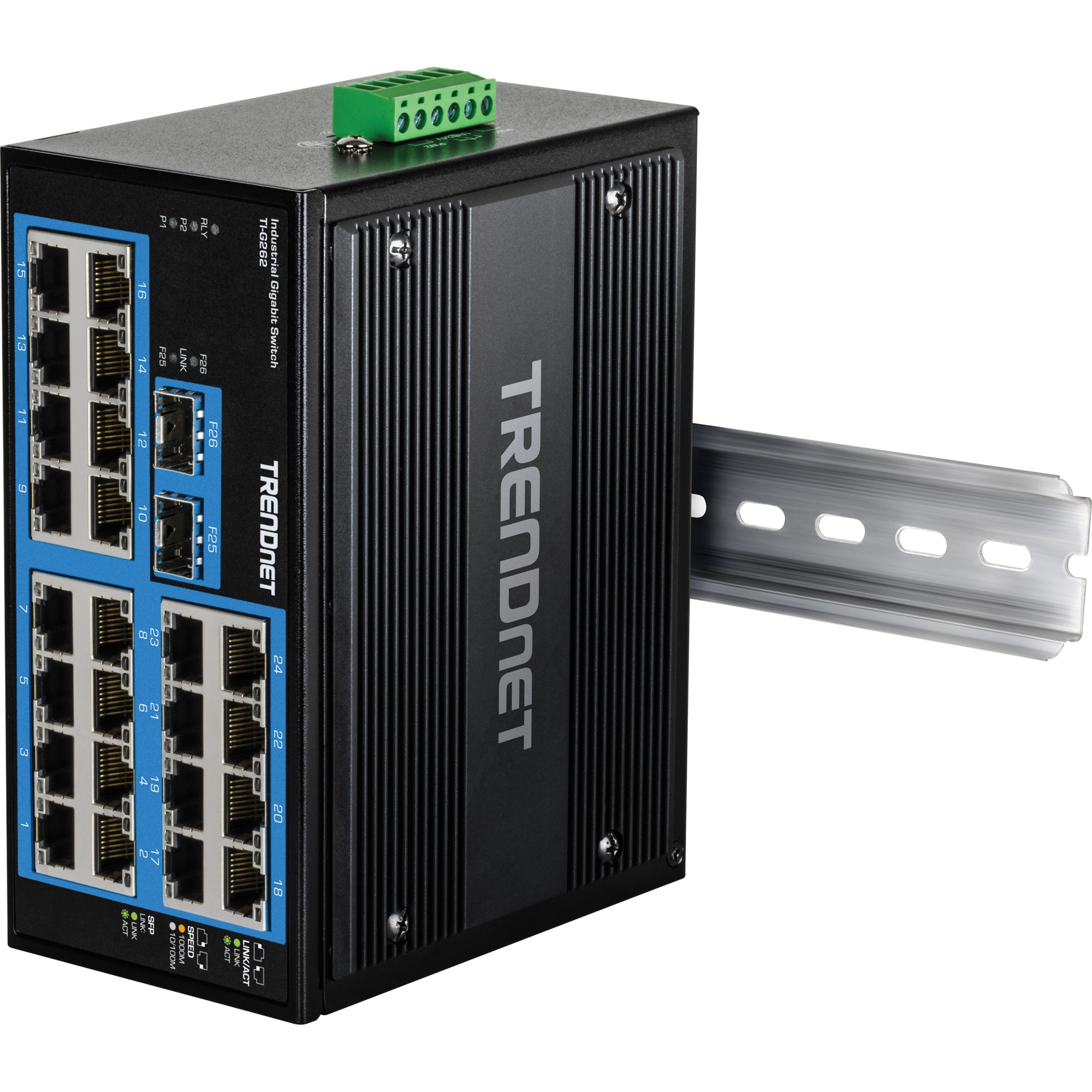TRENDNET - TI-G262 - 26-Port Hardened Industrial Gigabit DIN-Rail Switch