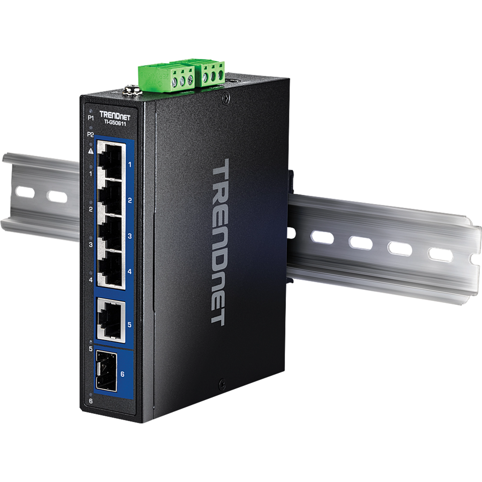 TRENDNET - TI-G50611 - 6-Port Industrial 2.5G DIN-Rail Switch with 10G Ports