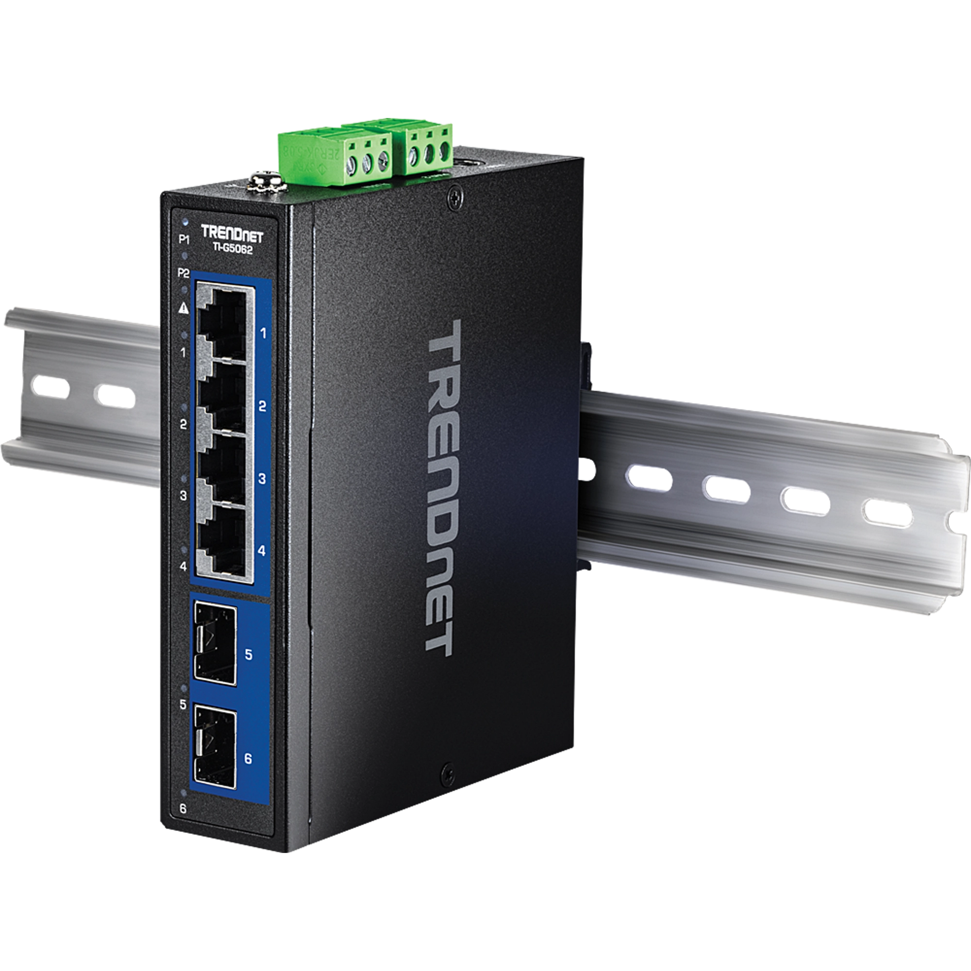 TRENDNET - TI-G5062 - 6-Port Industrial 2.5G DIN-Rail Switch with 10G SFP+ Ports