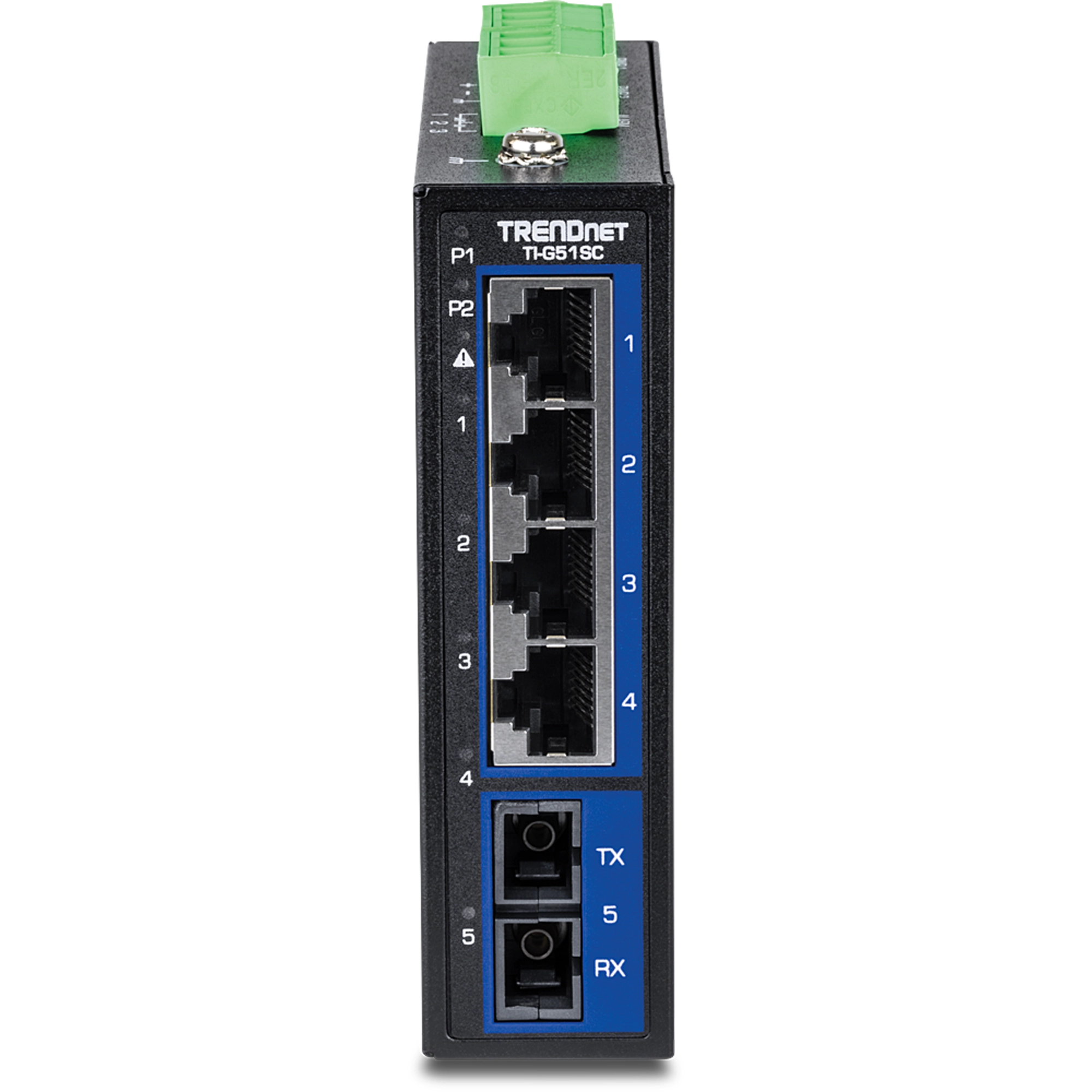 TRENDNET - TI-G51SC - 5-Port Hardened Industrial Gigabit DIN-Rail Switch with Multi-Mode SC Port