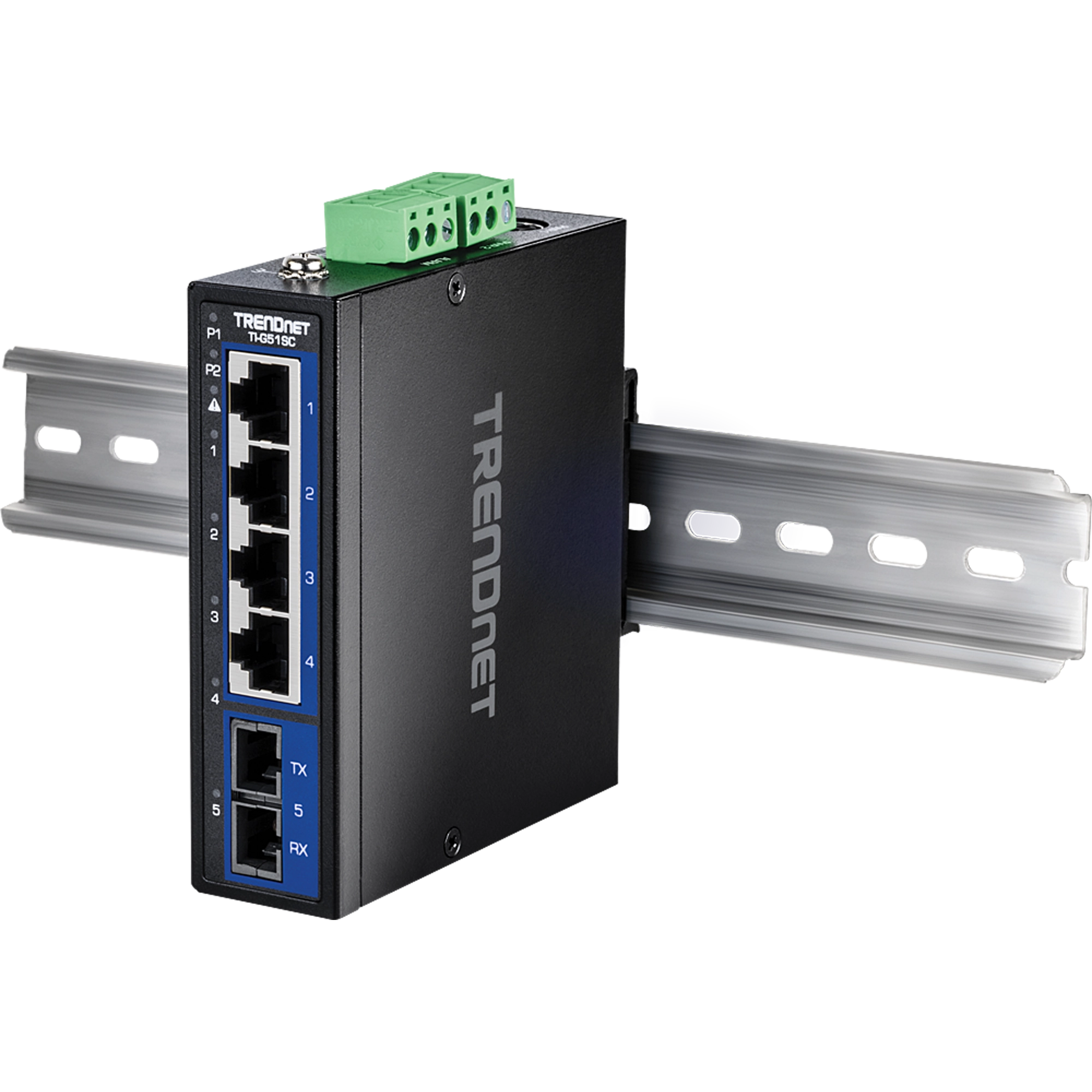 TRENDNET - TI-G51SC - 5-Port Hardened Industrial Gigabit DIN-Rail Switch with Multi-Mode SC Port