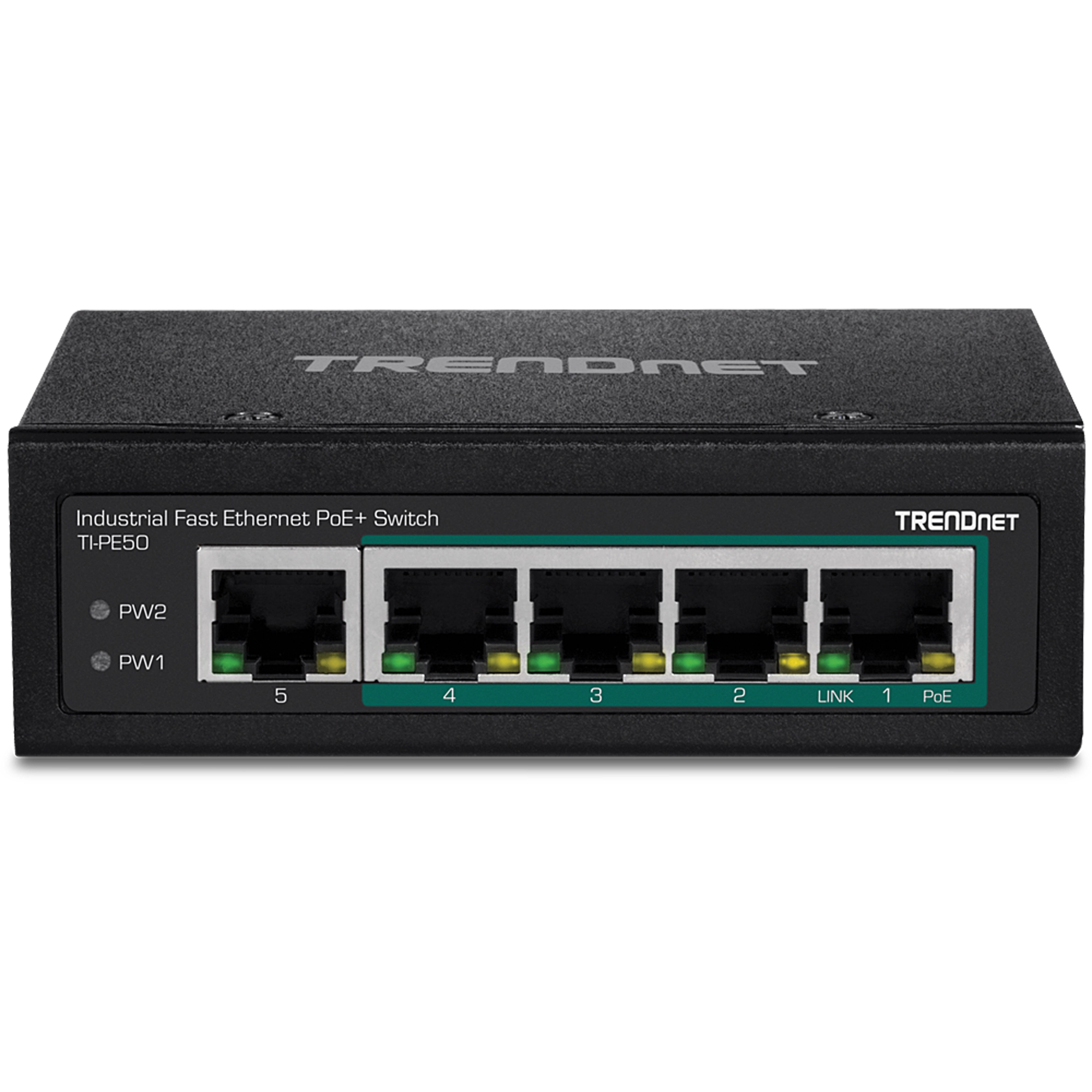 TRENDNET - TI-PE50 - 5-Port Industrial Fast Ethernet PoE+ DIN-Rail Switch