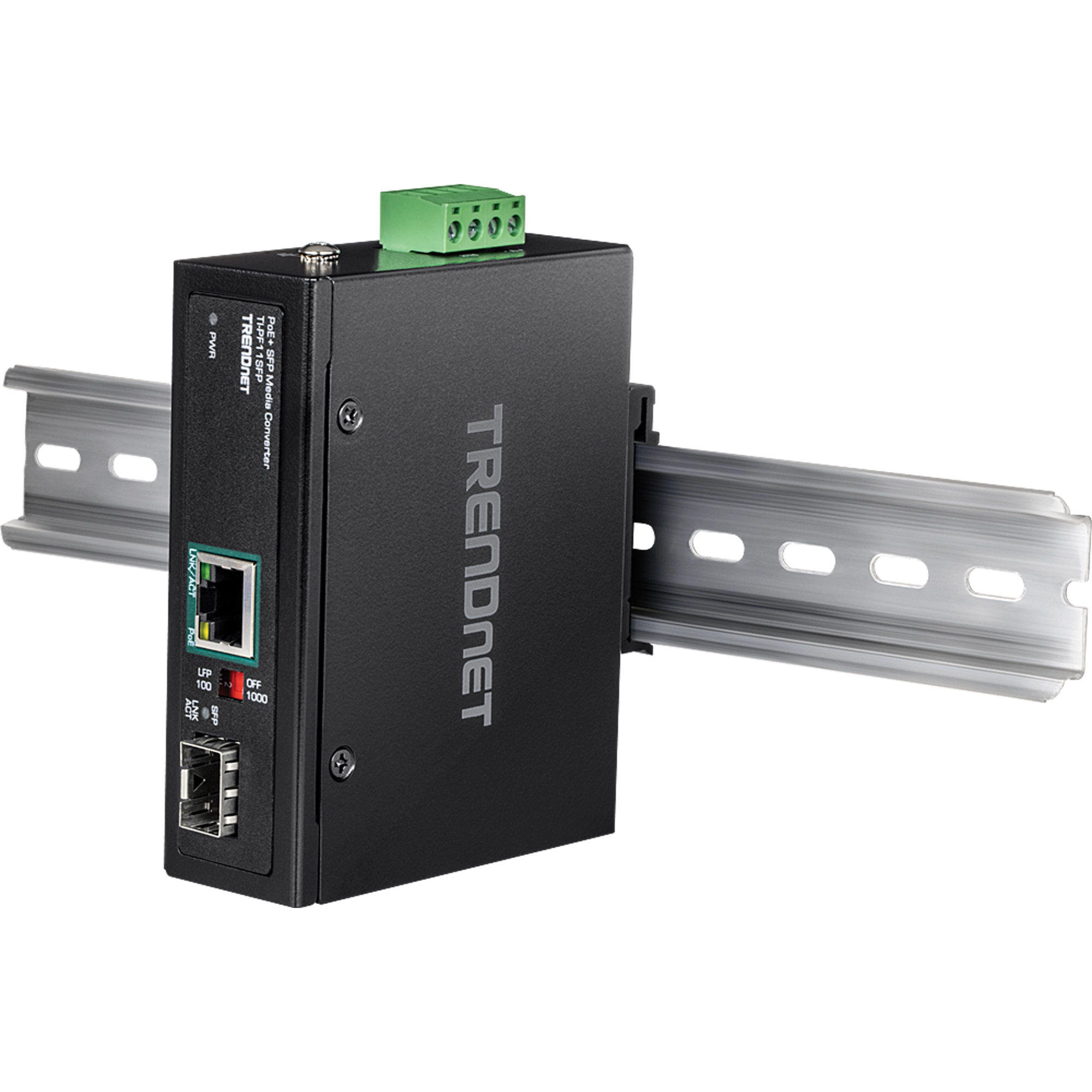 TRENDNET - TI-PF11SFP - Hardened Industrial SFP to Gigabit PoE+ Media Converter