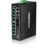 TRENDNET - TI-PG102 - 10-Port Hardened Industrial Gigabit PoE+ DIN-Rail Switch