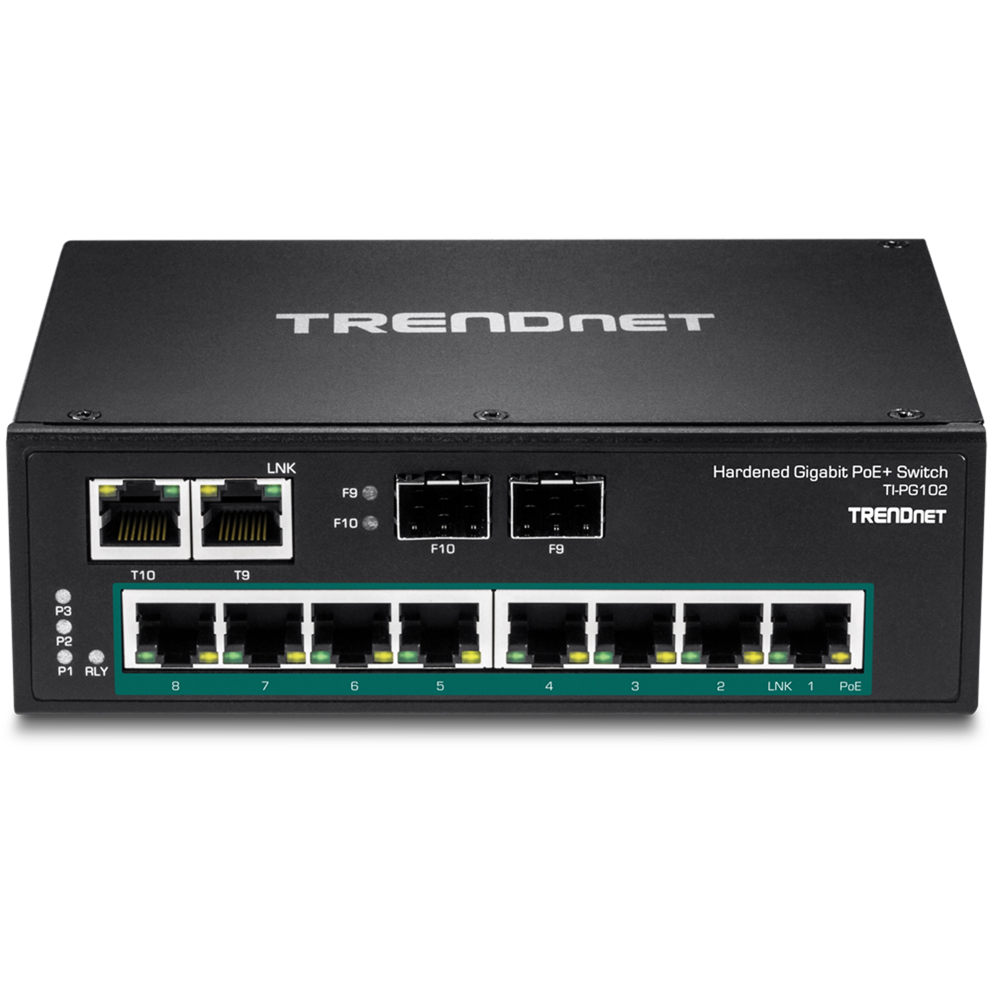 TRENDNET - TI-PG102 - 10-Port Hardened Industrial Gigabit PoE+ DIN-Rail Switch
