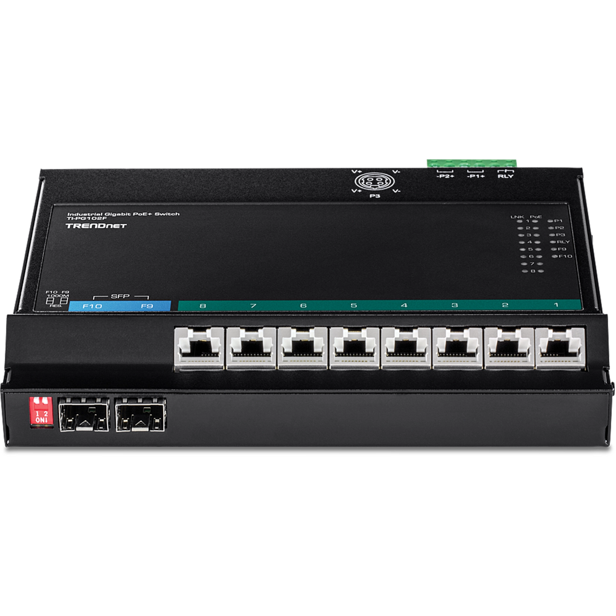 TRENDNET - TI-PG102F - 10-Port Industrial Gigabit PoE+ Wall-Mount Front Access Switch