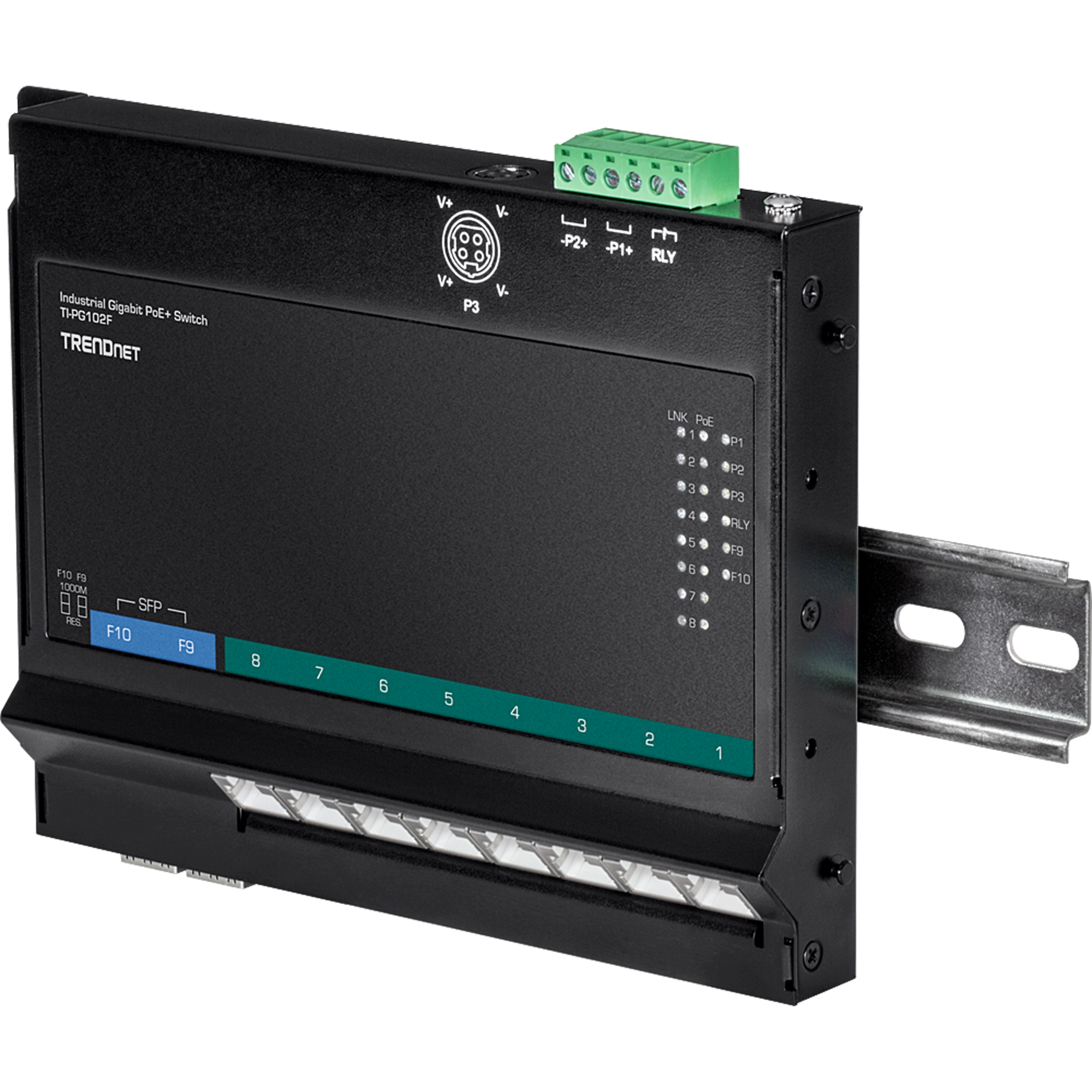 TRENDNET - TI-PG102F - 10-Port Industrial Gigabit PoE+ Wall-Mount Front Access Switch