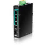 TRENDNET - TI-PG541 - 5-port Hardened Industrial Gigabit PoE+ DIN-Rail Switch