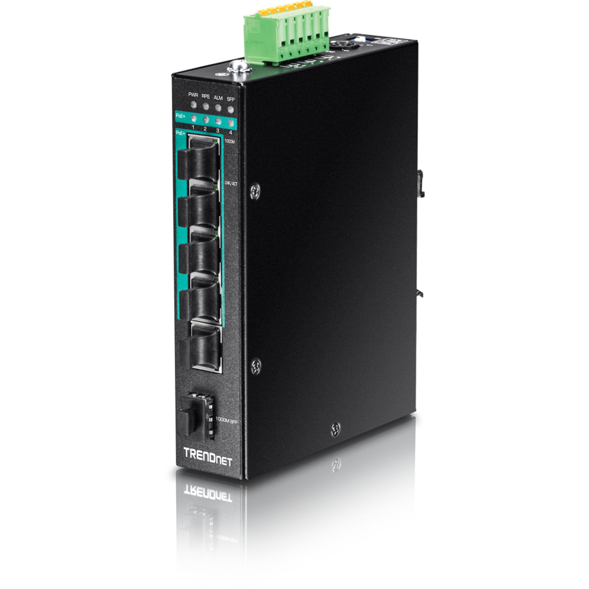 TRENDNET - TI-PG541 - 5-port Hardened Industrial Gigabit PoE+ DIN-Rail Switch