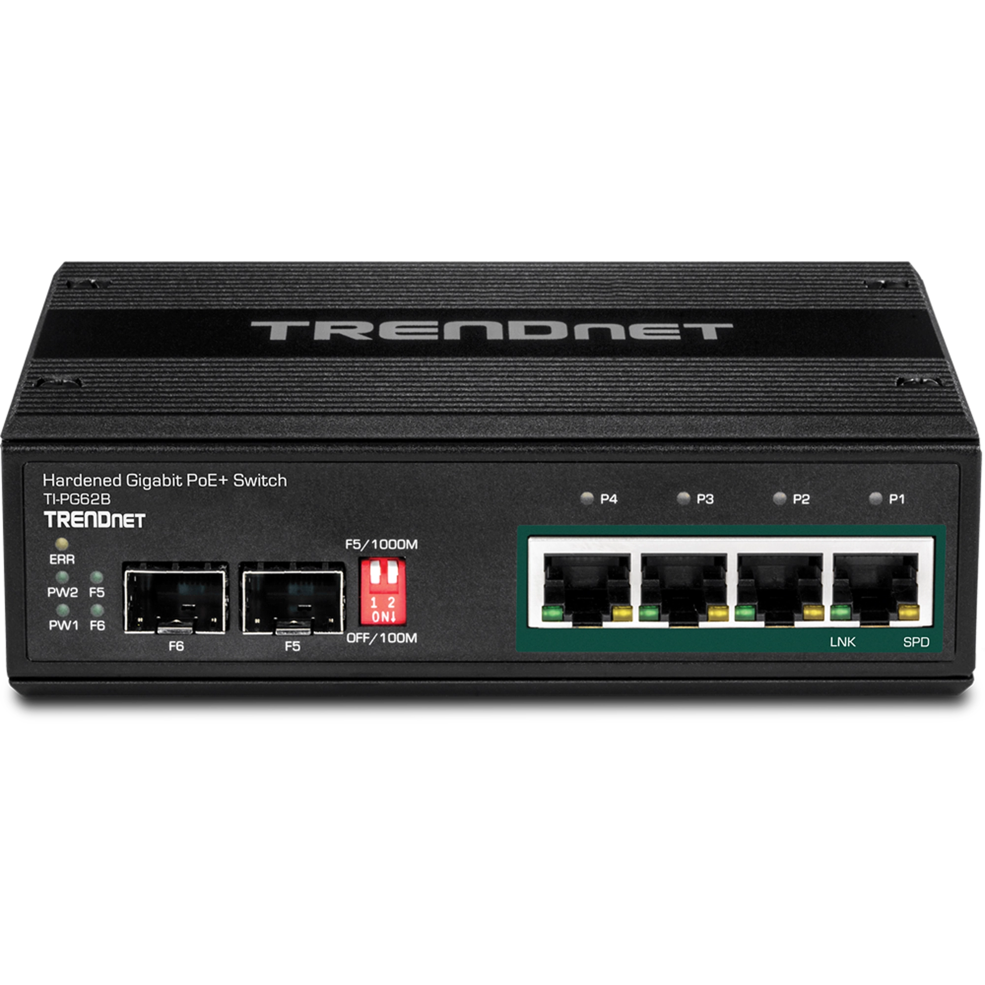 TRENDNET - TI-PG62B - 6-port hardened Industrial Gigabit PoE+ Switch /w 2 SFP (Boost Voltage from 12/24/48/VDC to 55VDC)